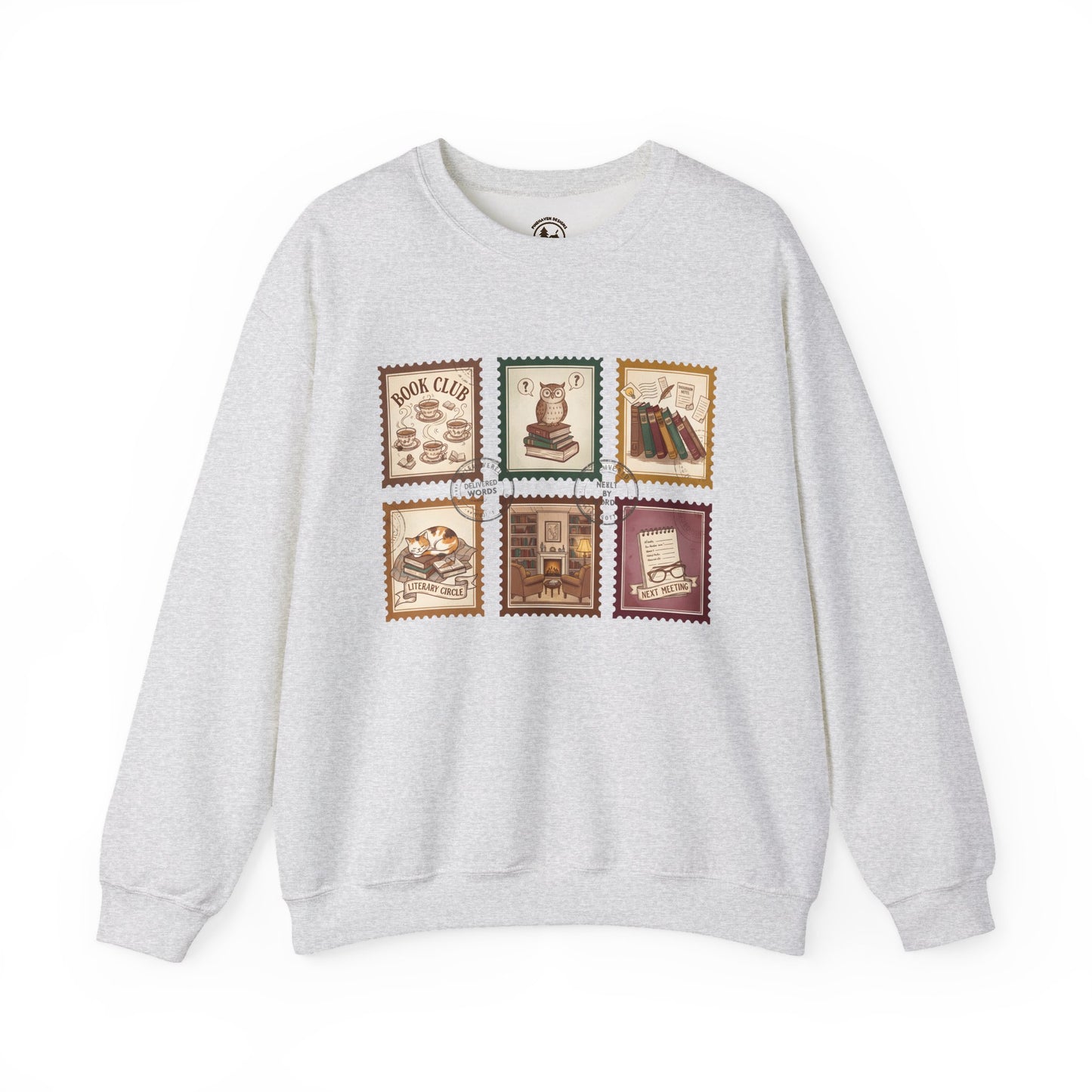 Book Club Crewneck Sweatshirt – Cozy Literary Stamp Design Unisex