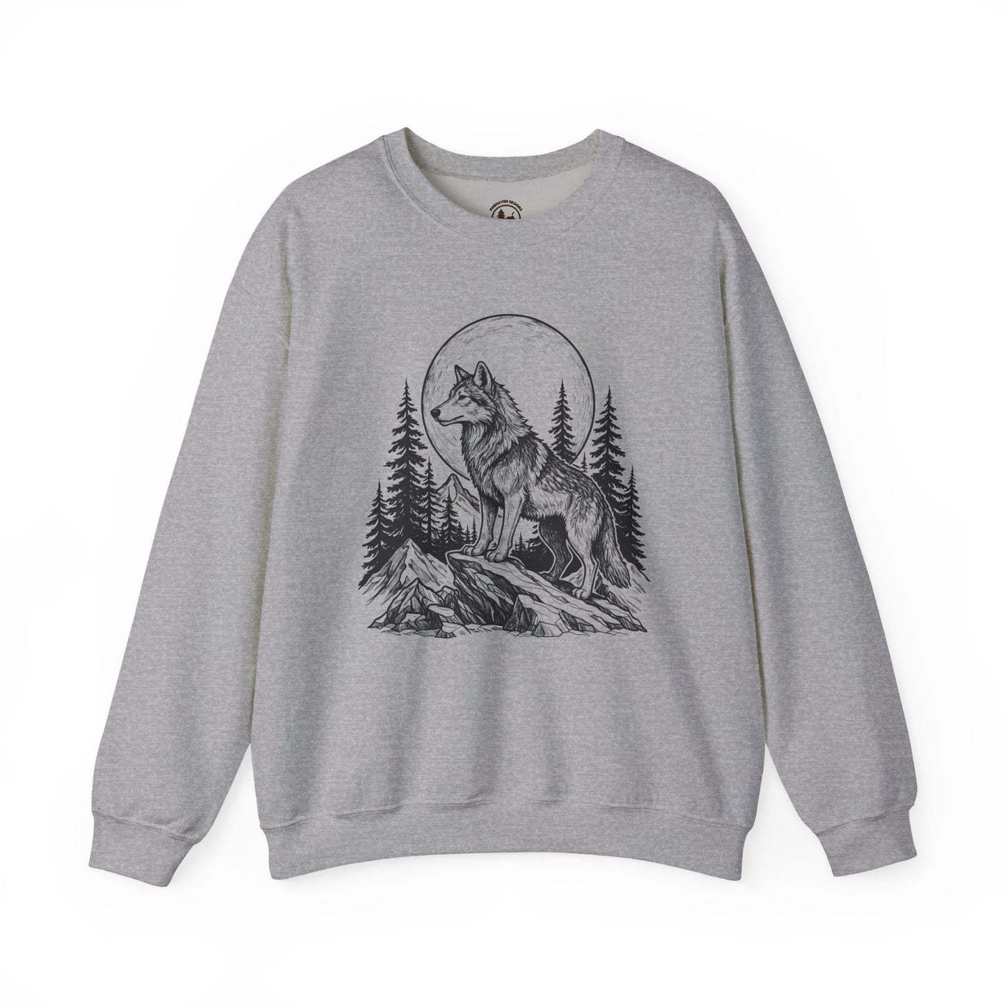 Majestic Wolf Under Moon Sweatshirt – Wilderness Graphic Crewneck