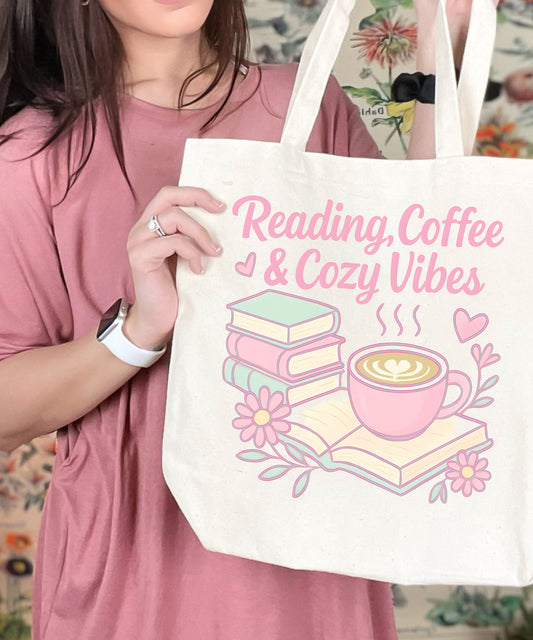 Cozy Reading Tote Bag - Perfect for Book Lovers, Coffee Enthusiasts, Study Sessions, Eco-Friendly Gifts, Casual Outings