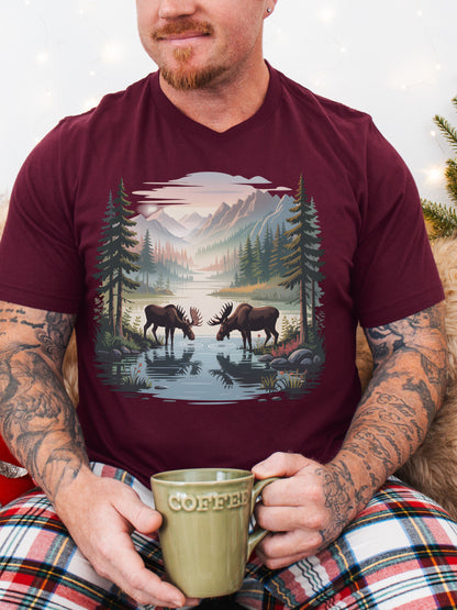 Men's Unisex Outdoor Wilderness T-Shirt With Moose