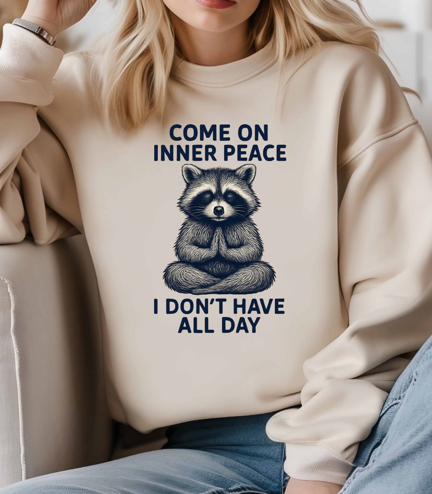 Come On Inner Peace Meditating Raccoon Sweater