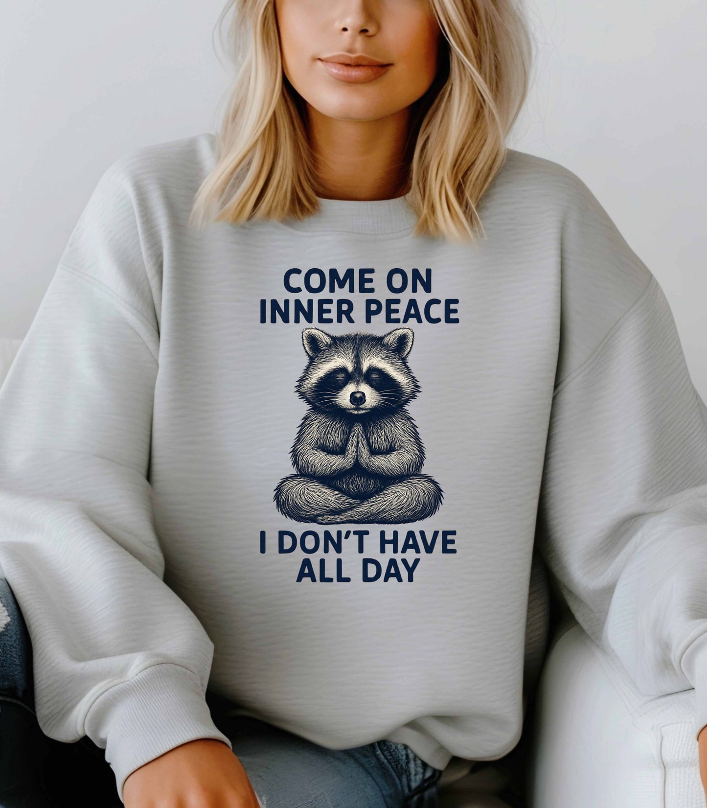 Come On Inner Peace Meditating Raccoon Sweater