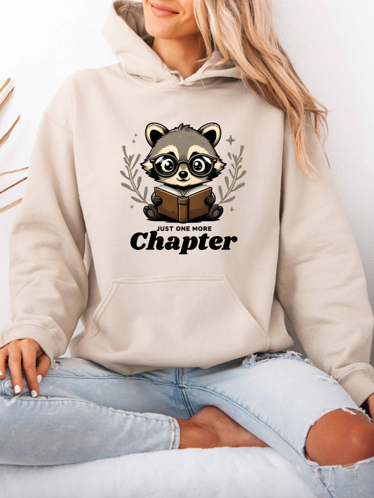 Just One More Chapter Charming Reading Raccoon Hoodie
