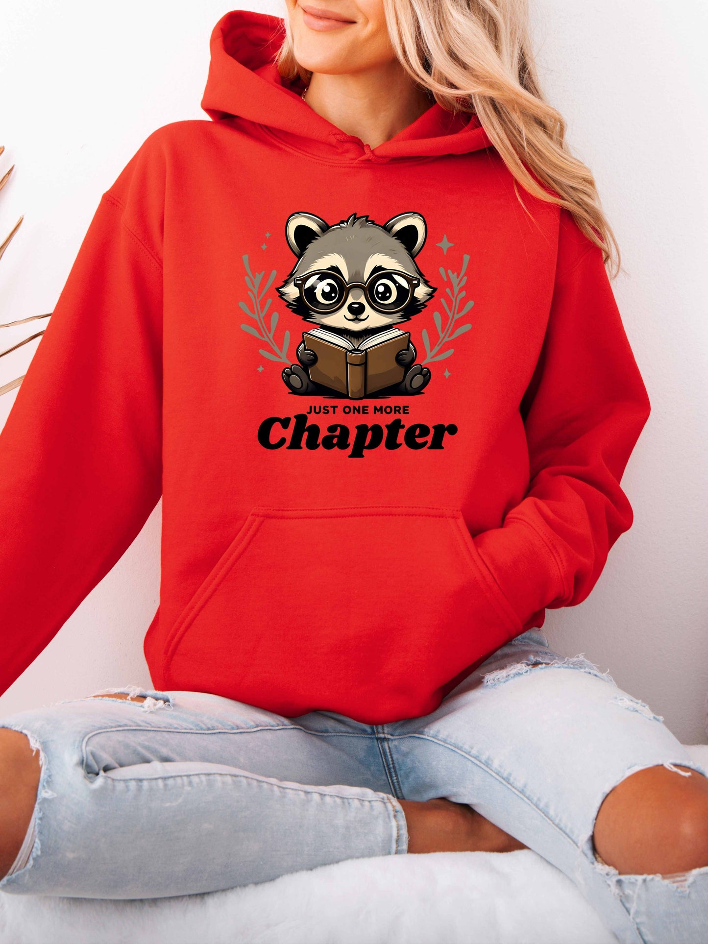 Just One More Chapter Charming Reading Raccoon Hoodie