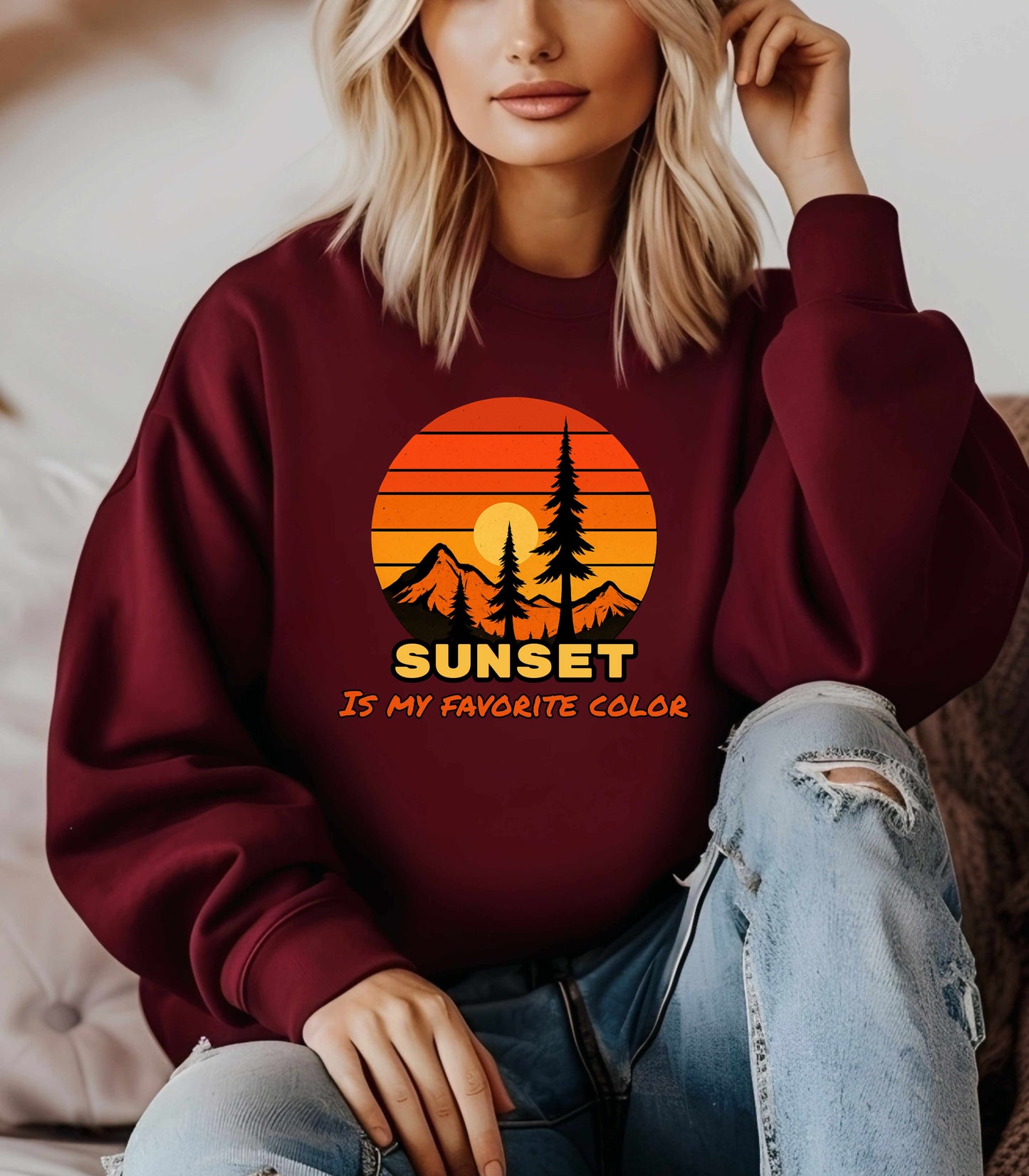 Sunset Mountain Crewneck Sweatshirt – Gildan 18000