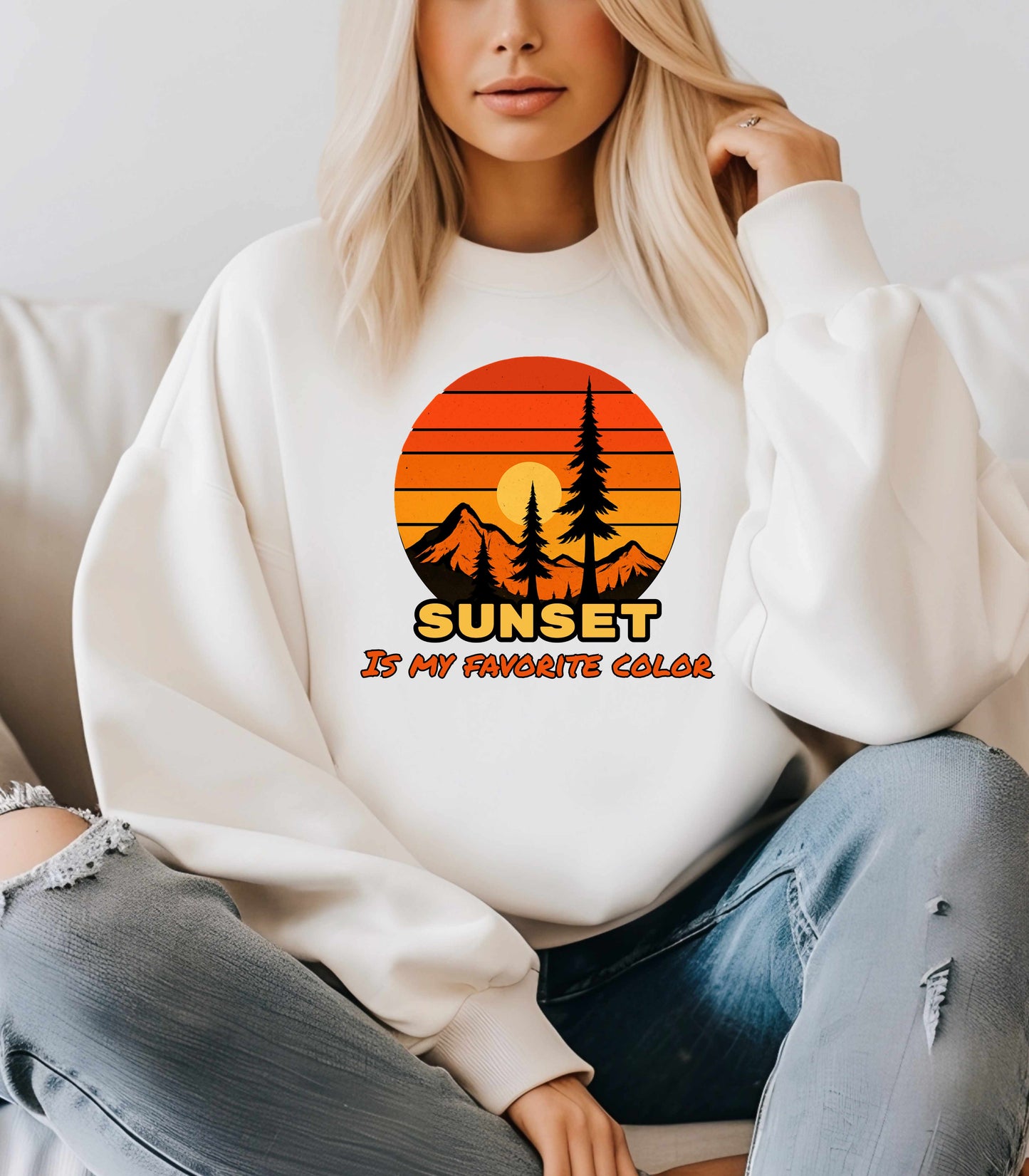 Sunset Mountain Crewneck Sweatshirt – Gildan 18000