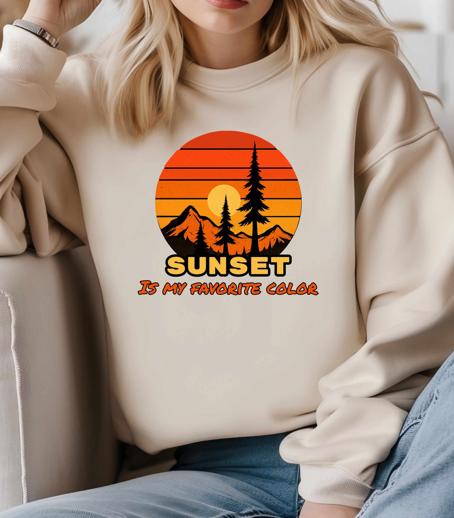 Sunset Mountain Crewneck Sweatshirt – Gildan 18000