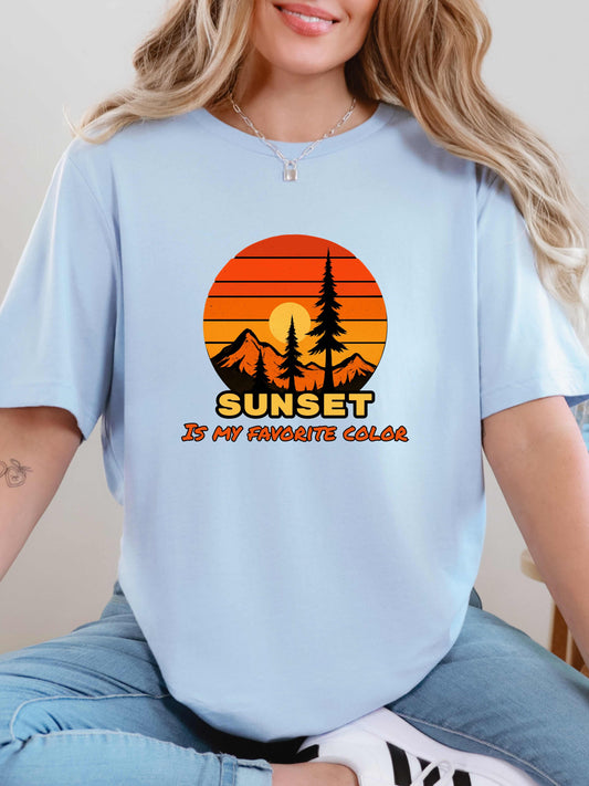 Sunset Mountain Graphic T-Shirt Gift For Outdoor Enthusiast