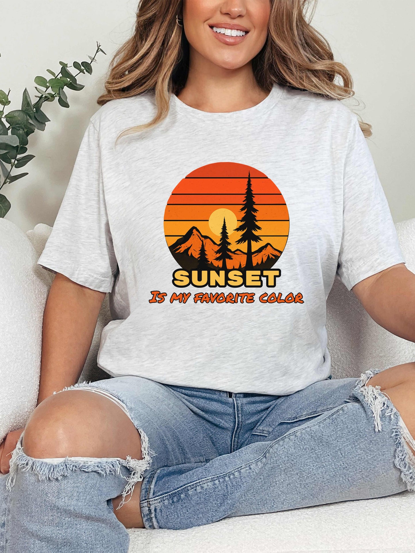Sunset Mountain Graphic T-Shirt Gift For Outdoor Enthusiast