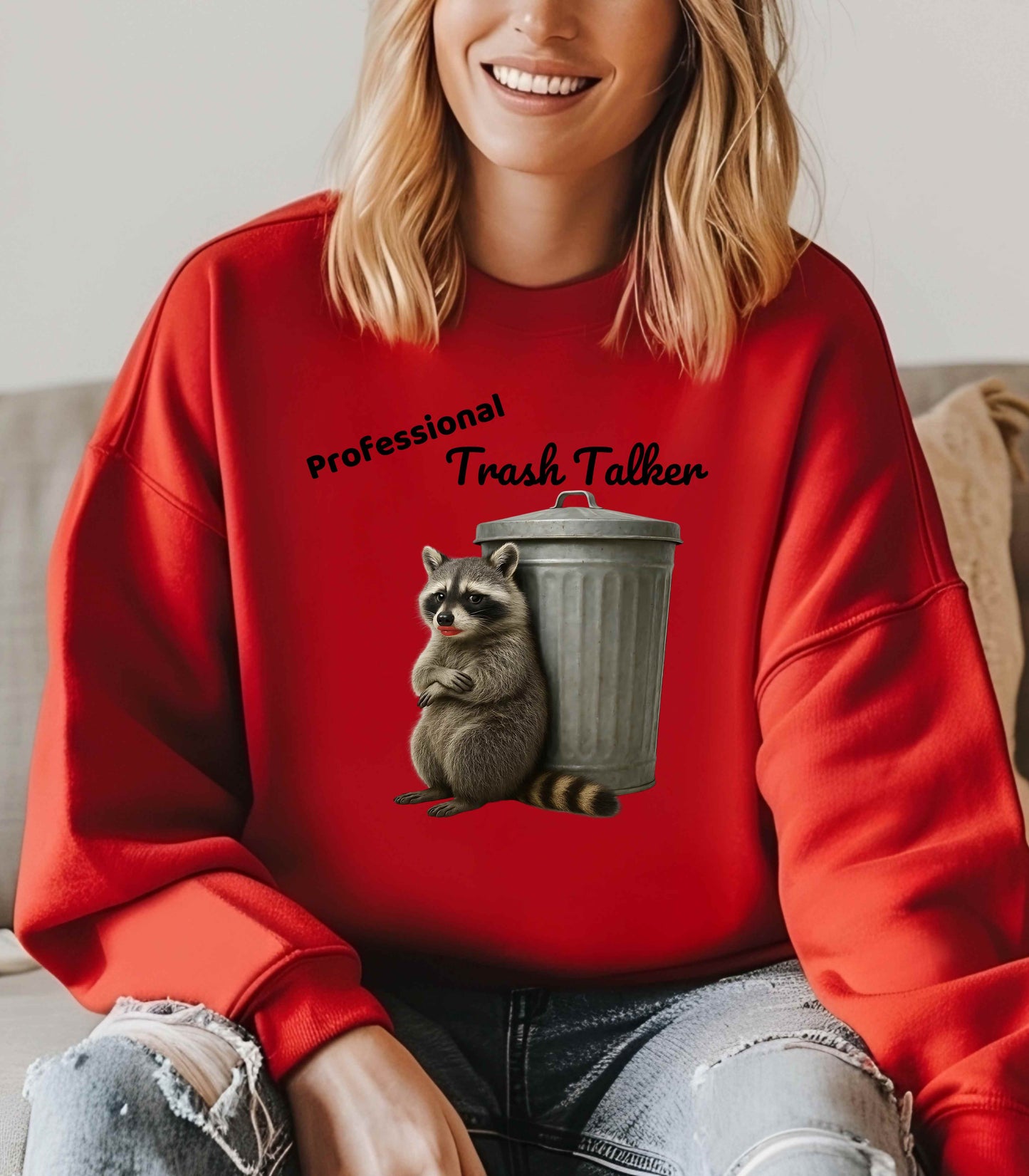 Professional Trash Talker Sweatshirt, Funny Raccoon Sweatshirt on Gildan 18000