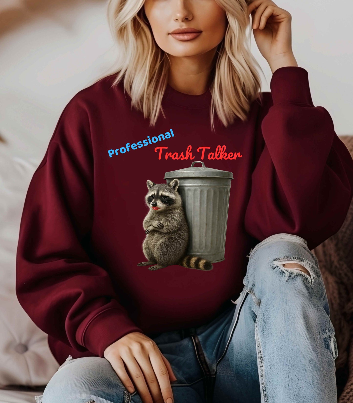 Professional Trash Talker Sweatshirt, Funny Raccoon Sweatshirt on Gildan 18000
