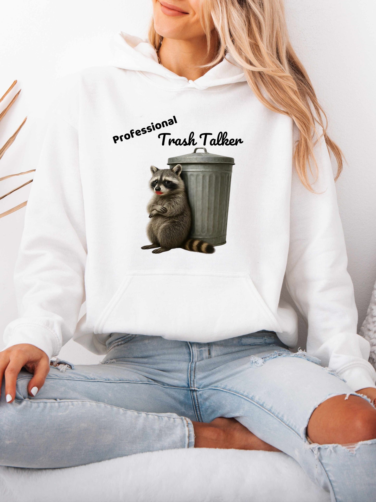 Professional Trash Talker Hoodie, Raccoon Lover Apparel on Gildan 18500 Hoodie