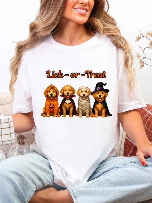 Golden Retriever Lick-or-Treat Halloween T-Shirt