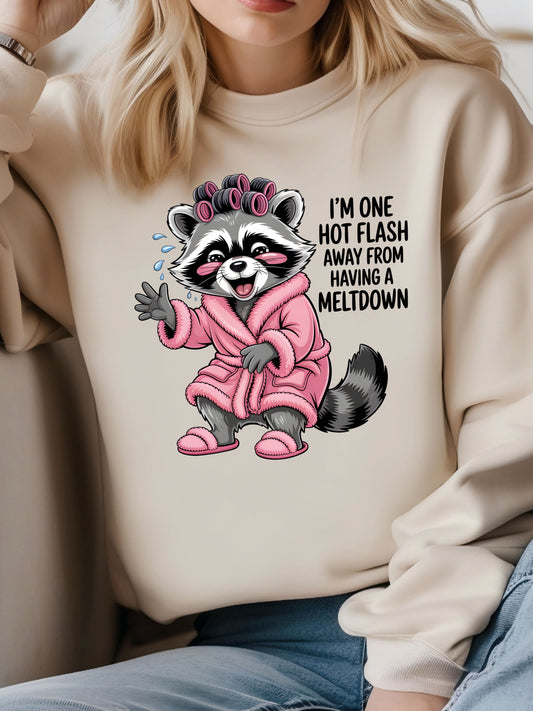 Humorous Raccoon Sweatshirt - Perfect for Ladies' Night, Cozy Days, Birthday Gifts, Hot Flash Humor
