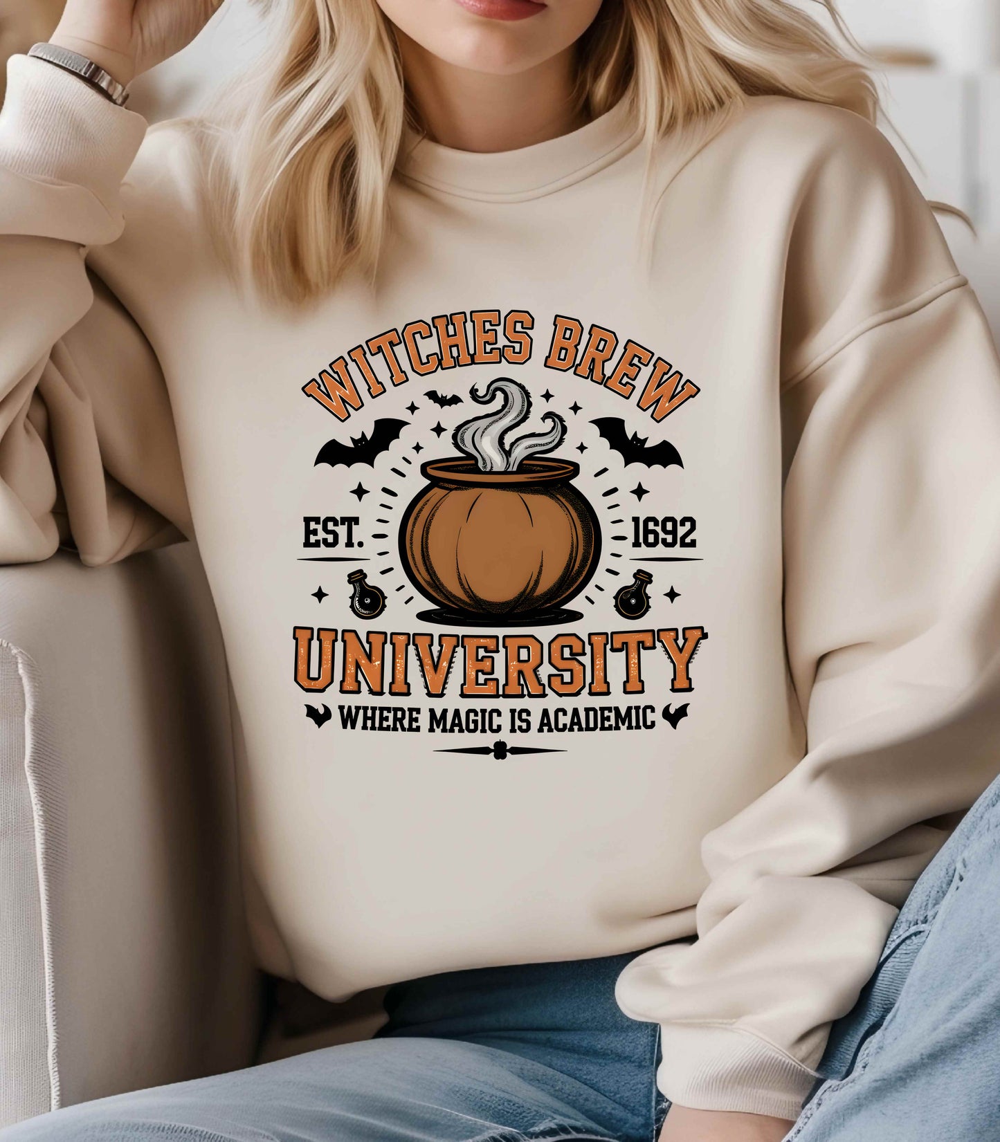 Witches Brew University Crewneck Sweatshirt, Cozy Halloween Apparel