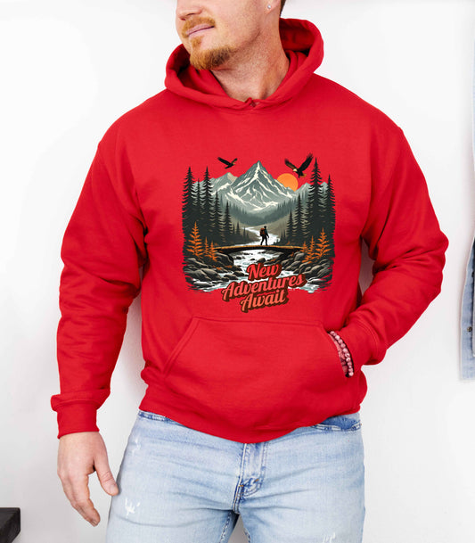 New Adventures Await Hoodie | Hiking Mountain Adventure Sweatshirt