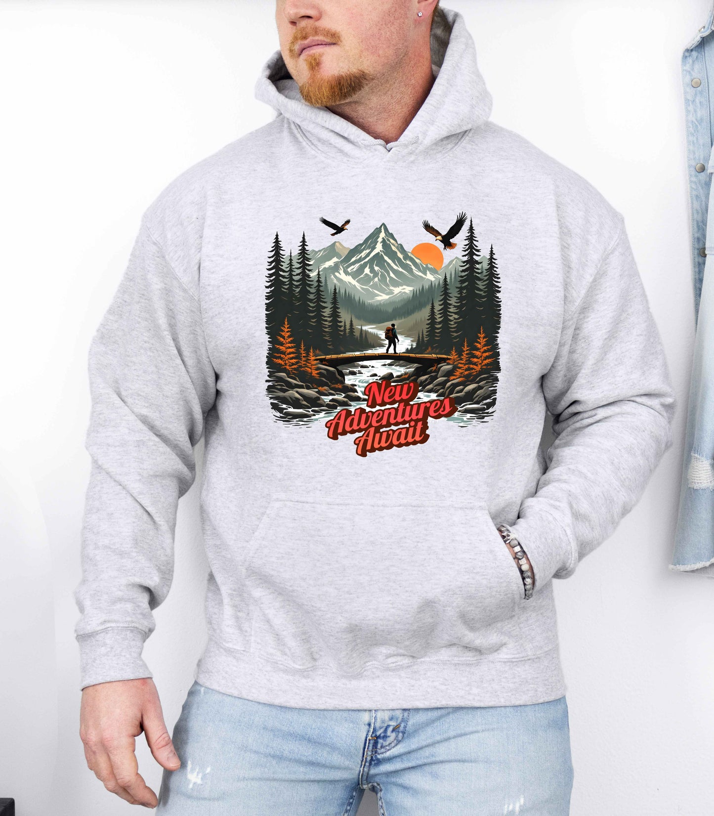 New Adventures Await Hoodie | Hiking Mountain Adventure Sweatshirt