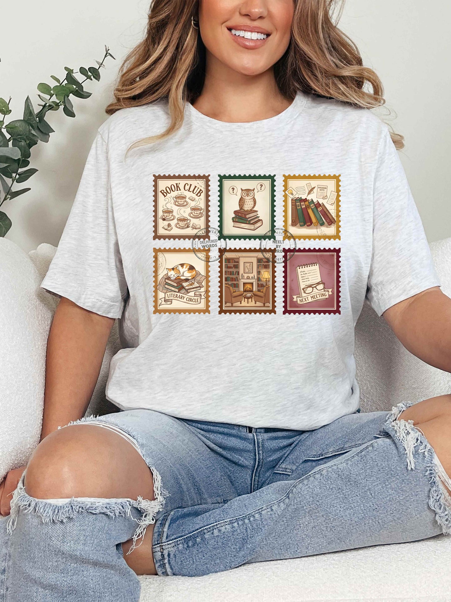 Book Club T-Shirt – Vintage Literary Stamp Design Unisex Tee for Readers