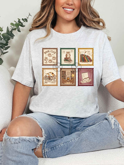 Book Club T-Shirt – Vintage Literary Stamp Design