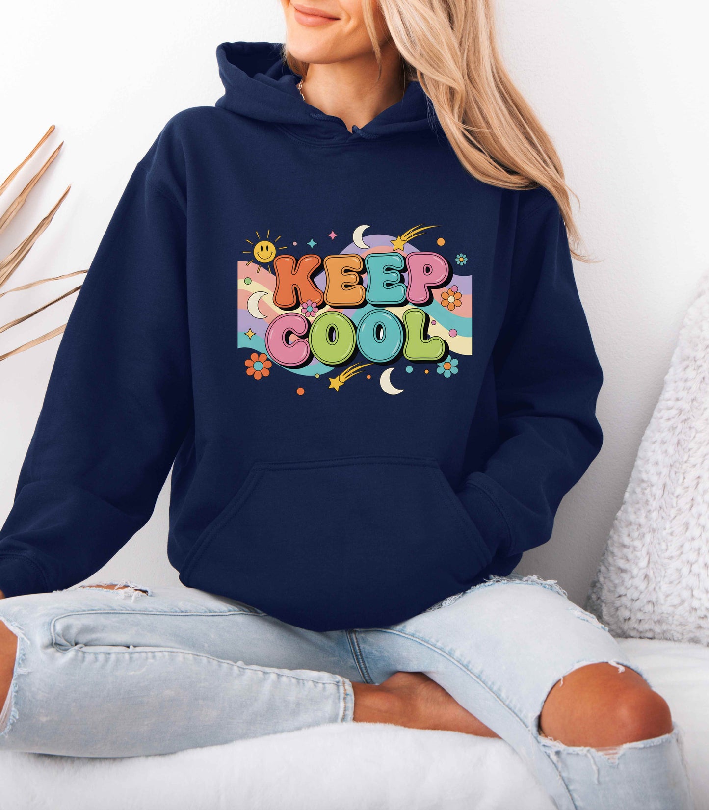Keep Cool Hoodie – Retro 70s Style Unisex Graphic Hooded Sweatshirt