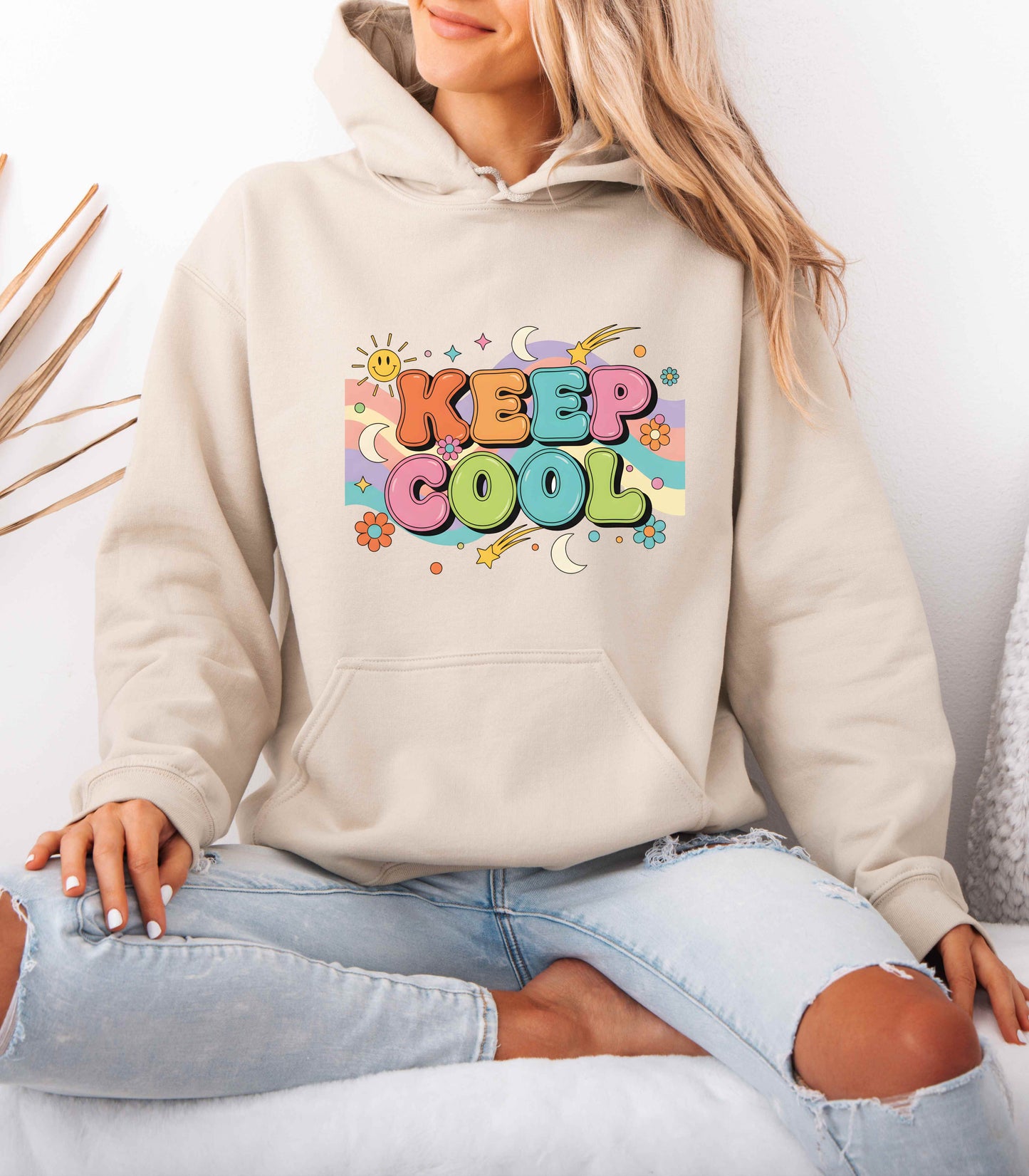 Keep Cool Hoodie – Retro 70s Style Unisex Graphic Hooded Sweatshirt