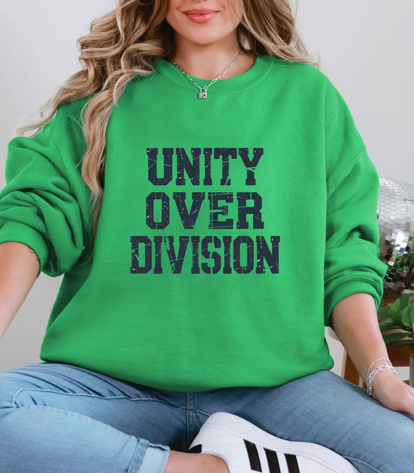 Unity Over Division Crewneck Sweatshirt – Bold Statement Graphic