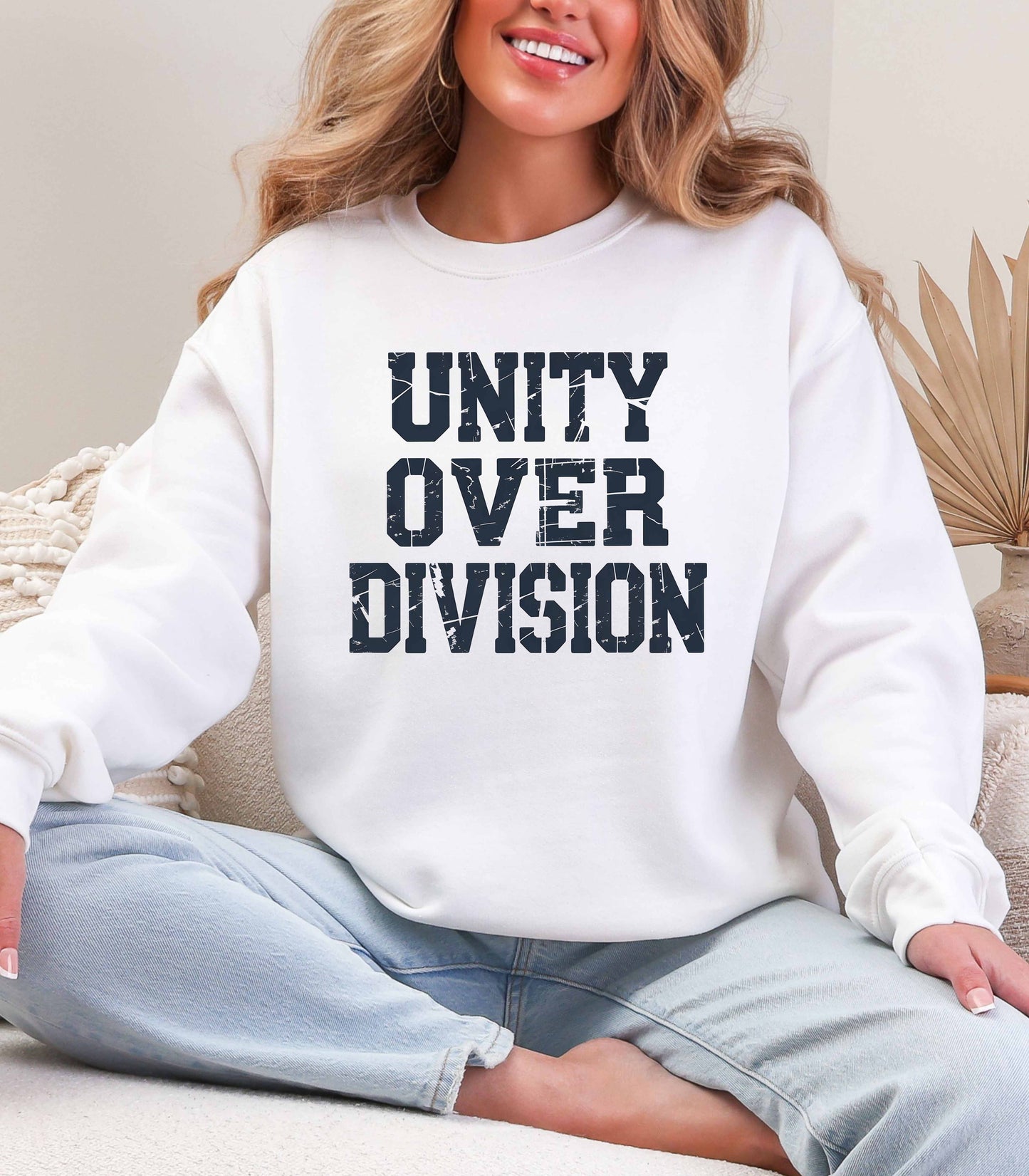Unity Over Division Crewneck Sweatshirt – Bold Statement Graphic