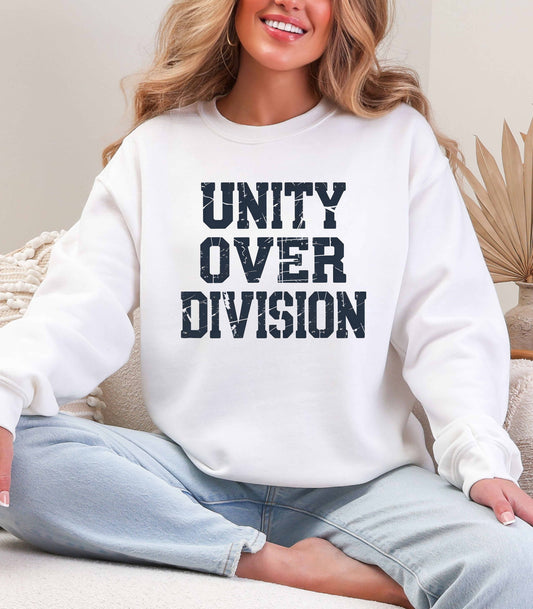 Unity Over Division Crewneck Sweatshirt – Bold Statement Graphic