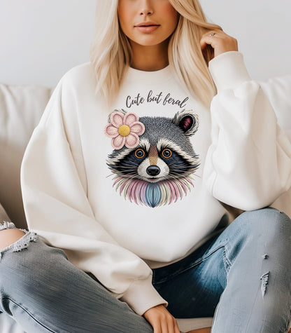 Cute But Feral Raccoon Sweatshirt