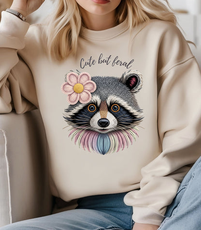 Cute But Feral Raccoon Sweatshirt