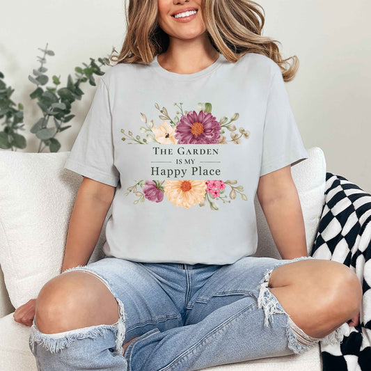 The Garden Is My Happy Place Shirt | Garden Lover Gift | Botanical Flower Tee | Plant Lover Shirt