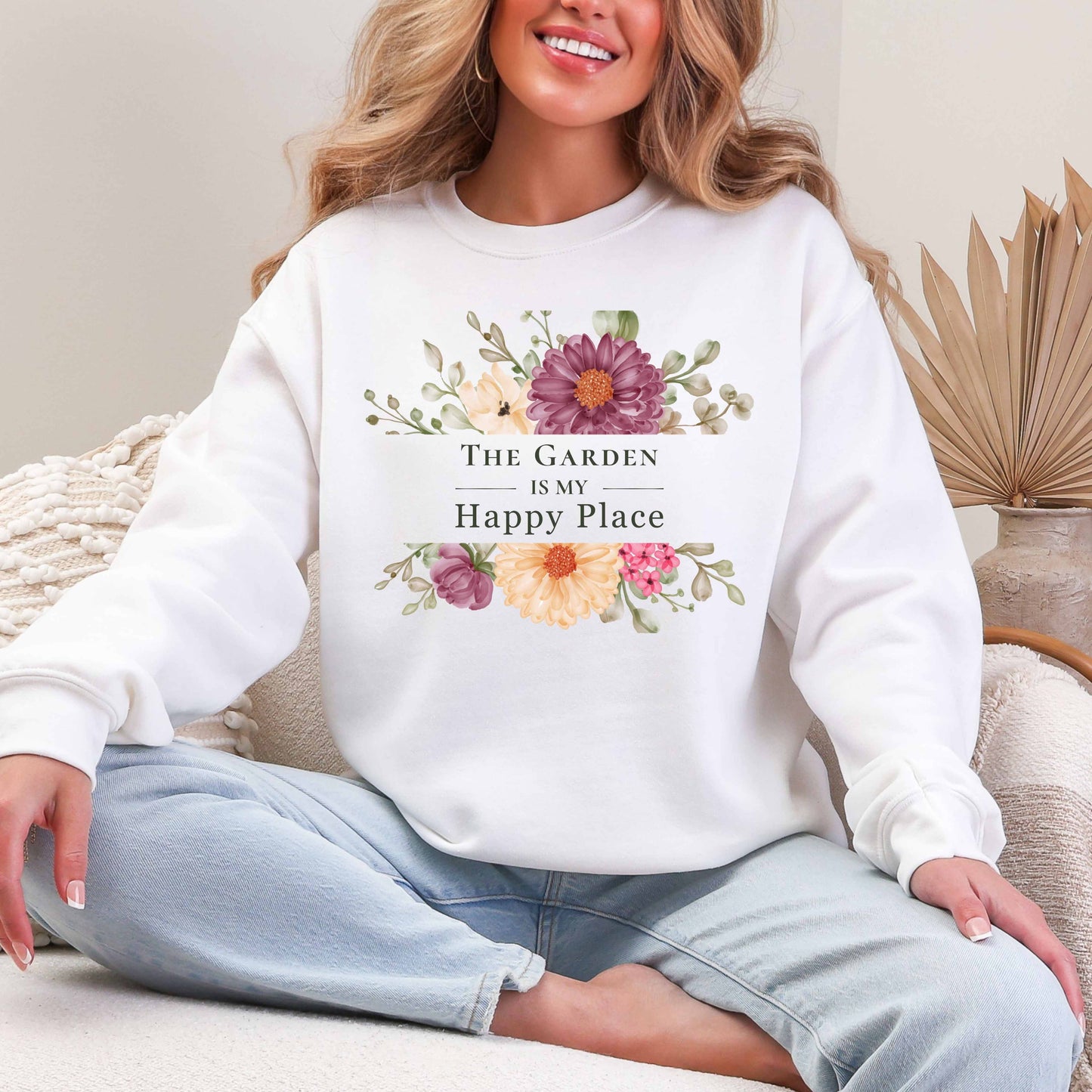 Floral Gardening Crewneck Sweatshirt, Garden Lover Gift, Cozy Gardener Pullover