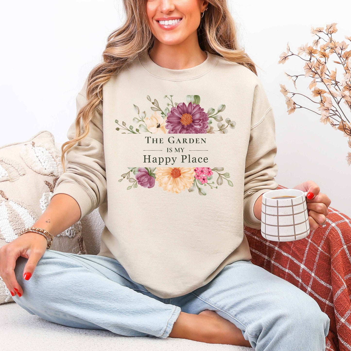 Floral Gardening Crewneck Sweatshirt, Garden Lover Gift, Cozy Gardener Pullover