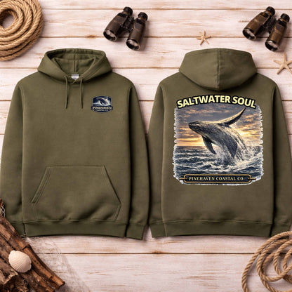 Saltwater Soul Whale Hoodie, Pinehaven Coastal Co Hoodie