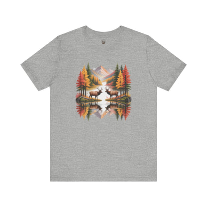Autumn Wilderness Elk Reflection Unisex T-Shirt