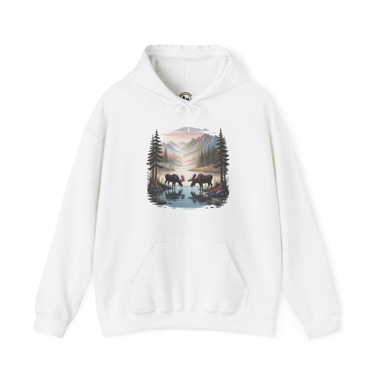 Moose Wilderness  Hooded Sweatshirt | Nature Mountain Landscape Unisex