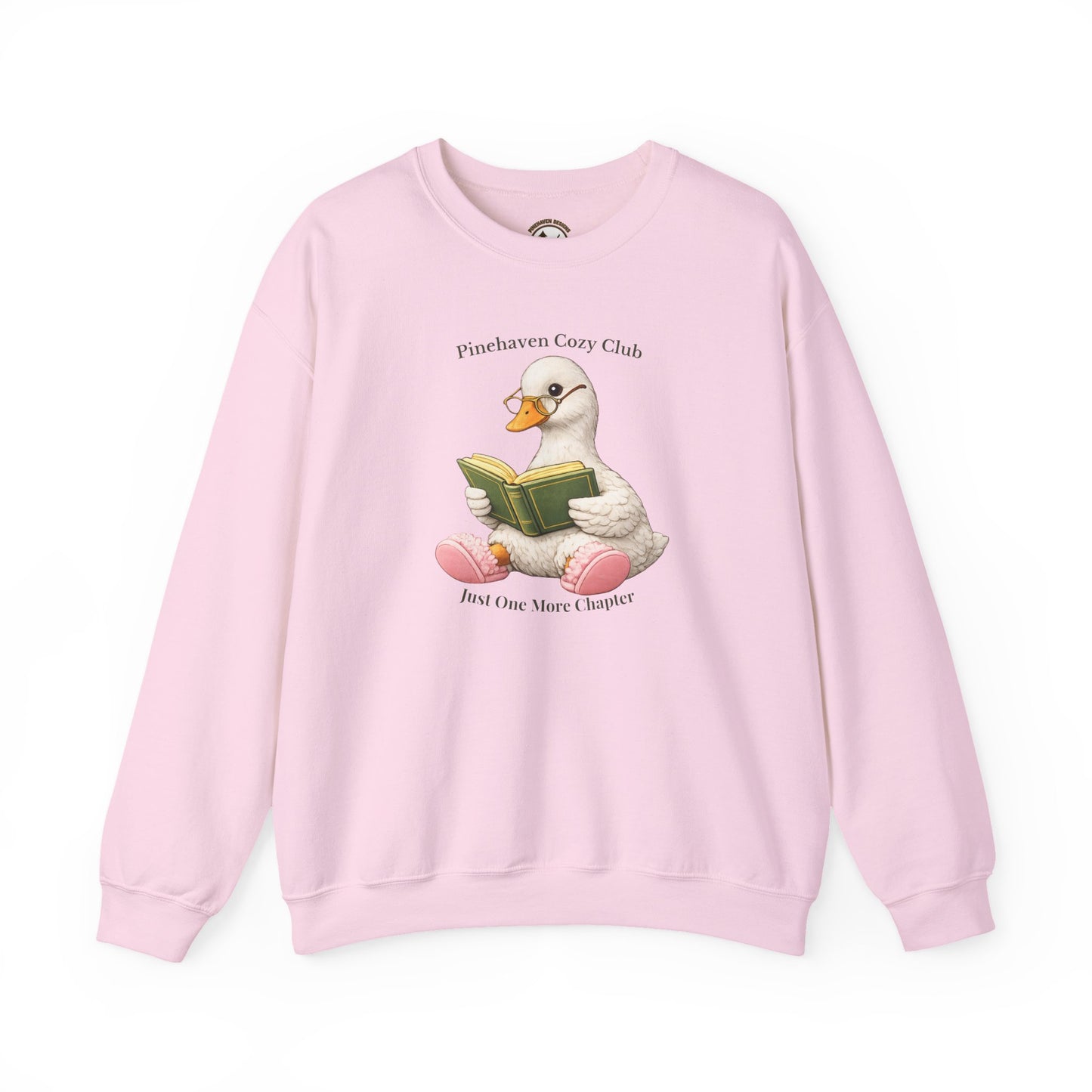 Pinehaven Cozy Club Goose Reading Crewneck, Just One More Chapter Crewneck Sweatshirt