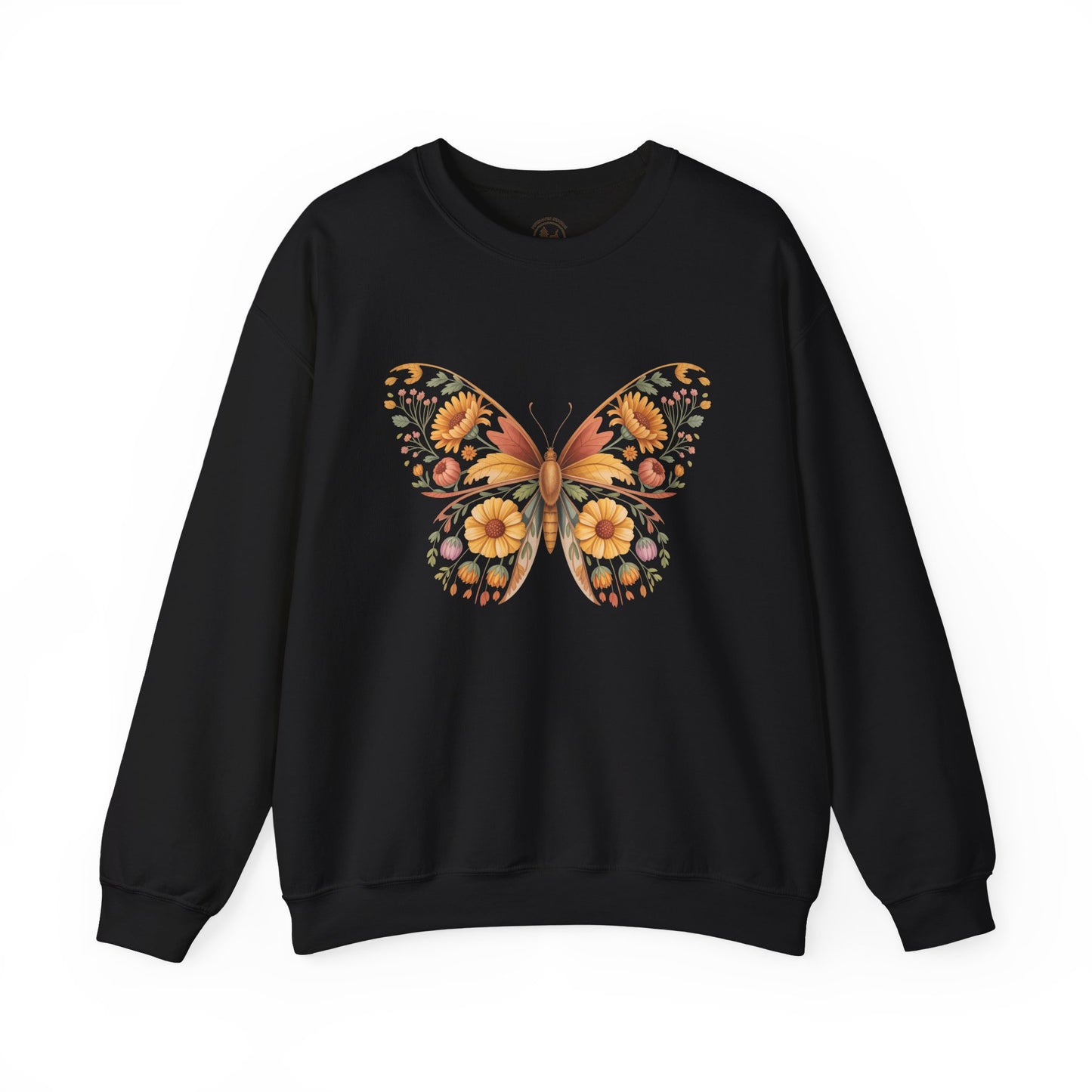 Floral Butterfly Crewneck Sweatshirt | Boho Botanical Nature-Inspired Unisex