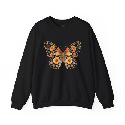 Boho Style Floral Butterfly Crewneck Sweatshirt