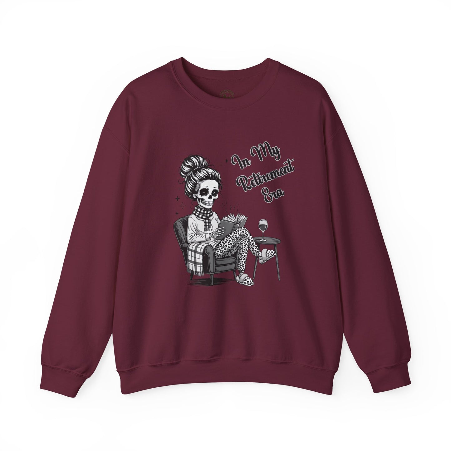 In My Retirement Era Skeleton Graphic Sweatshirt – Cozy Funny Pink Crewneck