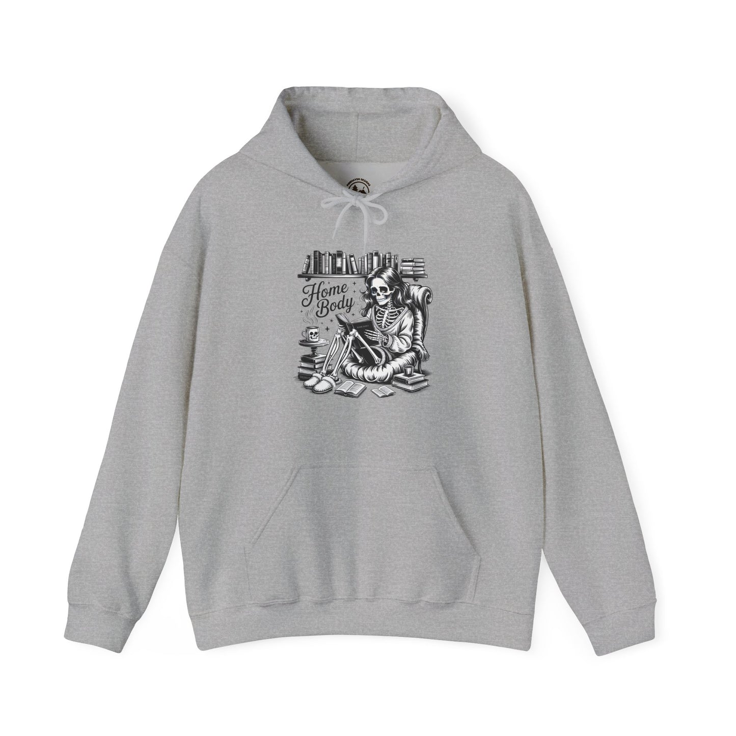 Home Body Hoodie | Skeleton Reading Book Lover Hooded Sweatshirt Unisex