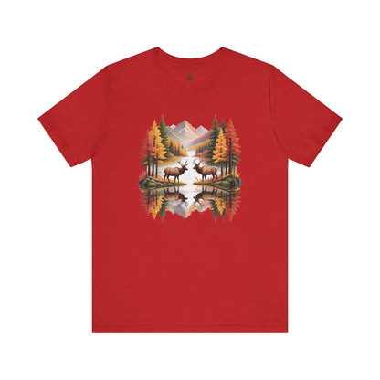 Autumn Wilderness Elk Reflection Unisex T-Shirt