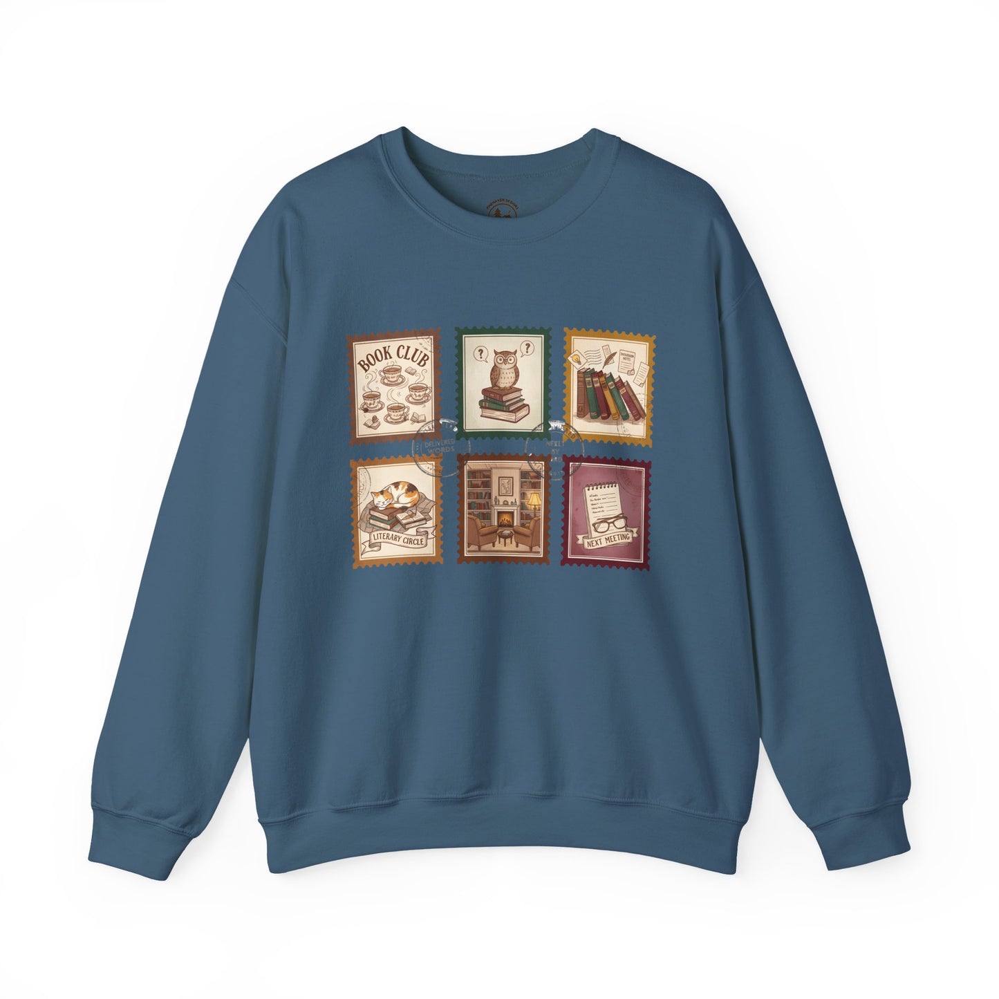 Book Club Crewneck Sweatshirt – Cozy Literary Stamp Design Unisex