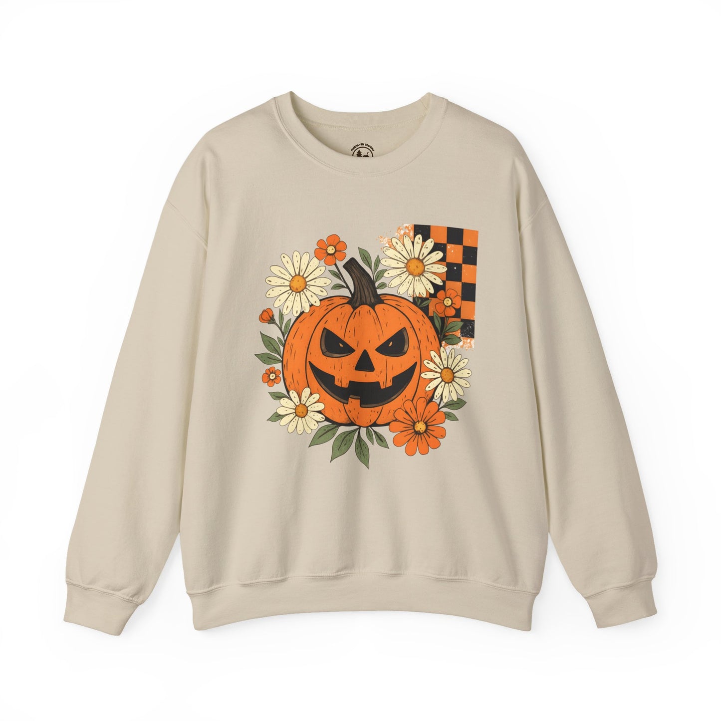 Smiling Jack O’Lantern Pumpkin Shirt | Cute Halloween Floral Sweatshirt