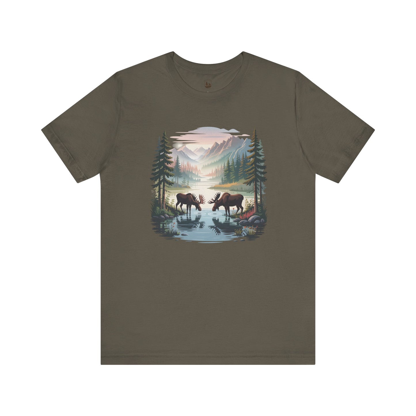 Moose Wilderness T-Shirt | Nature Mountain Landscape Graphic Tee Unisex
