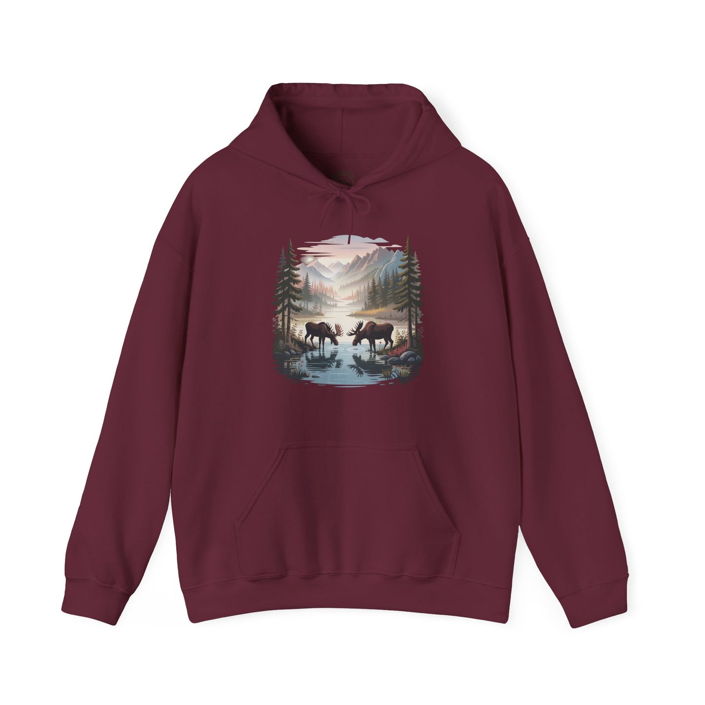 Moose Wilderness  Hooded Sweatshirt | Nature Mountain Landscape Unisex