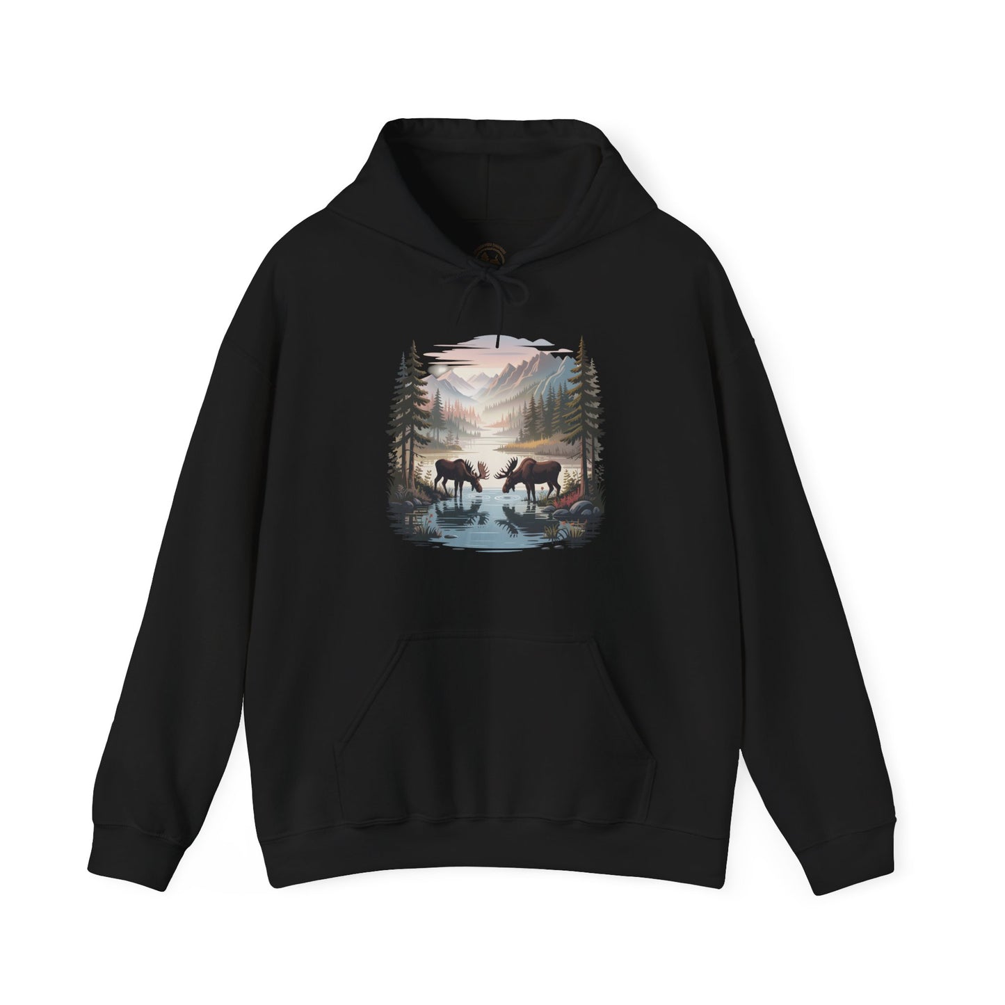 Moose Wilderness  Hooded Sweatshirt | Nature Mountain Landscape Unisex