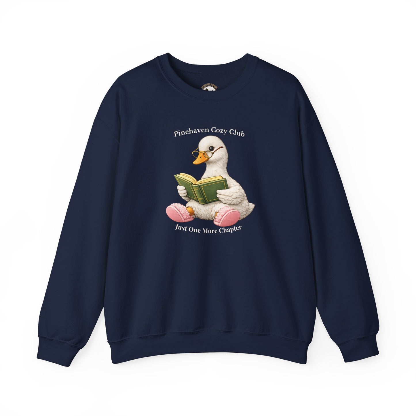 Pinehaven Cozy Club Goose Reading Crewneck, Just One More Chapter Crewneck Sweatshirt