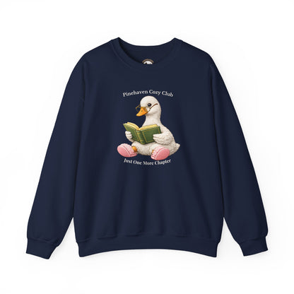 Pinehaven Cozy Club Goose Reading Crewneck, Just One More Chapter Crewneck Sweatshirt