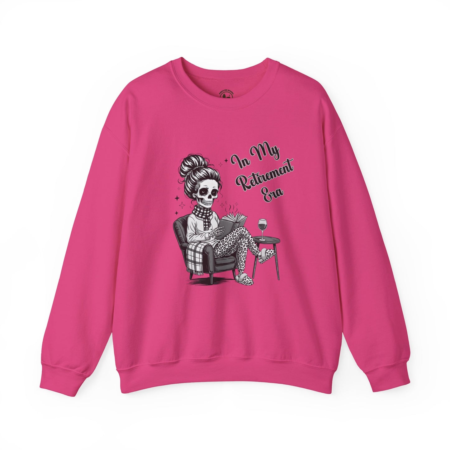 In My Retirement Era Skeleton Graphic Sweatshirt – Cozy Funny Pink Crewneck